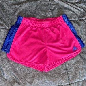 Hot pink and purple adidas girls athletic shorts kids size M 10/12.